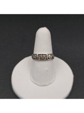 Size 6 Sterling Silver Abstract Pictorial Panel Band Ring A7495